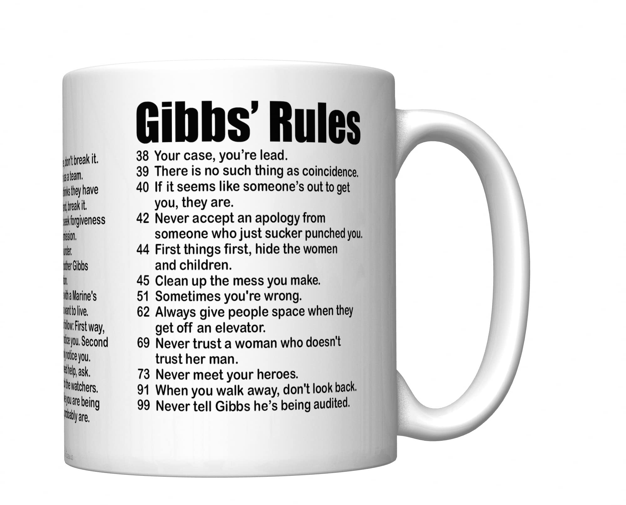 CJ Artisans NCIS 2023 Gibbs' Rules Coffee Mug (All 38 Rules)