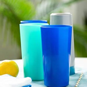 Klickpick Home 28 Ounce - 12 Piece Premium Quality Plastic Beverage Tumblers Reusable Cups Dishwasher Safe BPAFree In 4 Coastal Colours