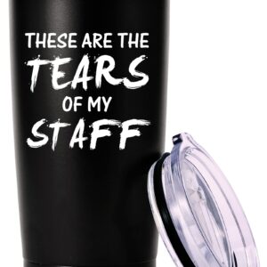 These Are The Tears of my Staff Travel Mug Tumbler.Funny Boss Day,Office Gifts.Moving Appreciation Retirement Birthday Christmas Gifts For Men Women Boss Boss Lady From Employees(20oz Black)