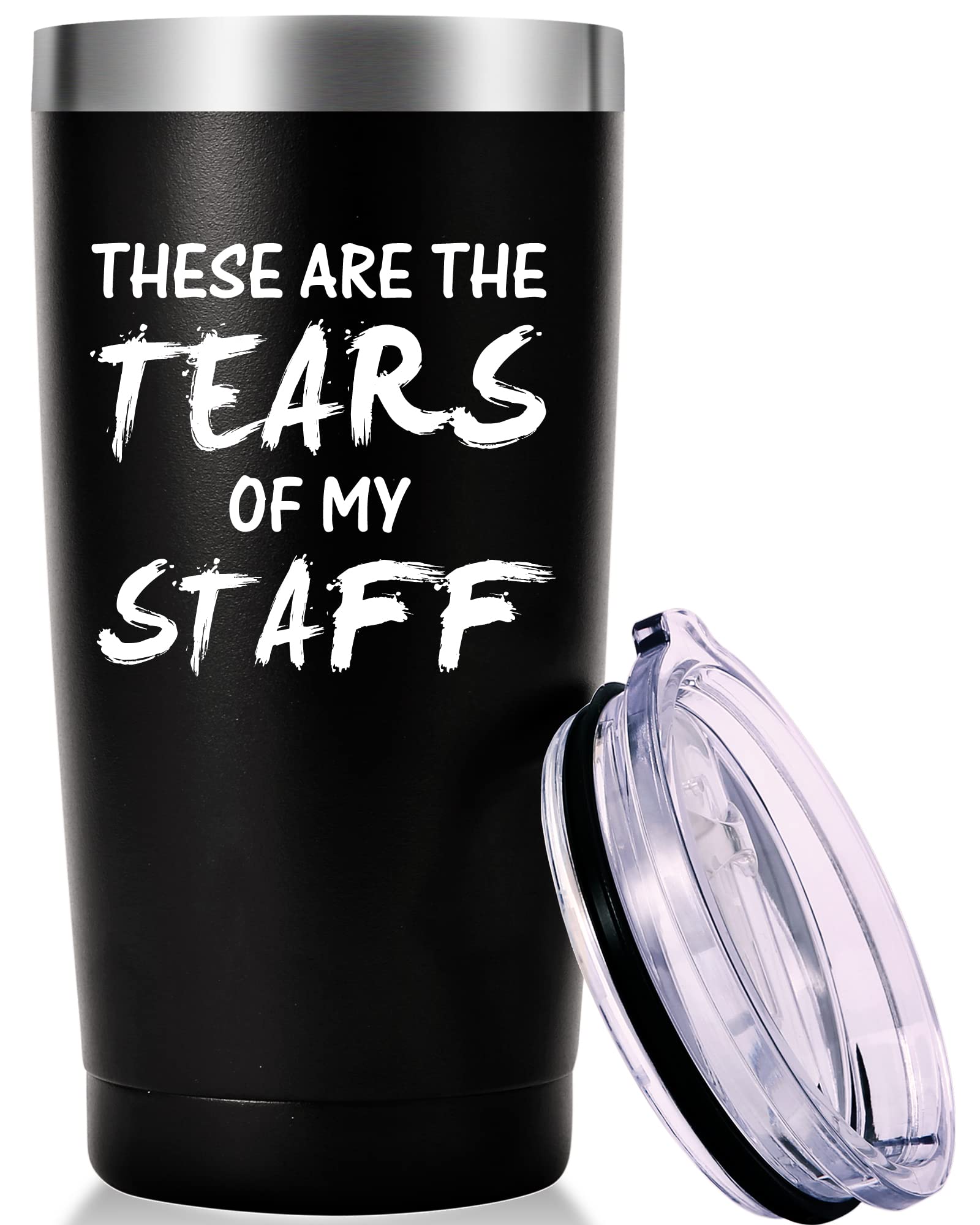 These Are The Tears of my Staff Travel Mug Tumbler.Funny Boss Day,Office Gifts.Moving Appreciation Retirement Birthday Christmas Gifts For Men Women Boss Boss Lady From Employees(20oz Black)