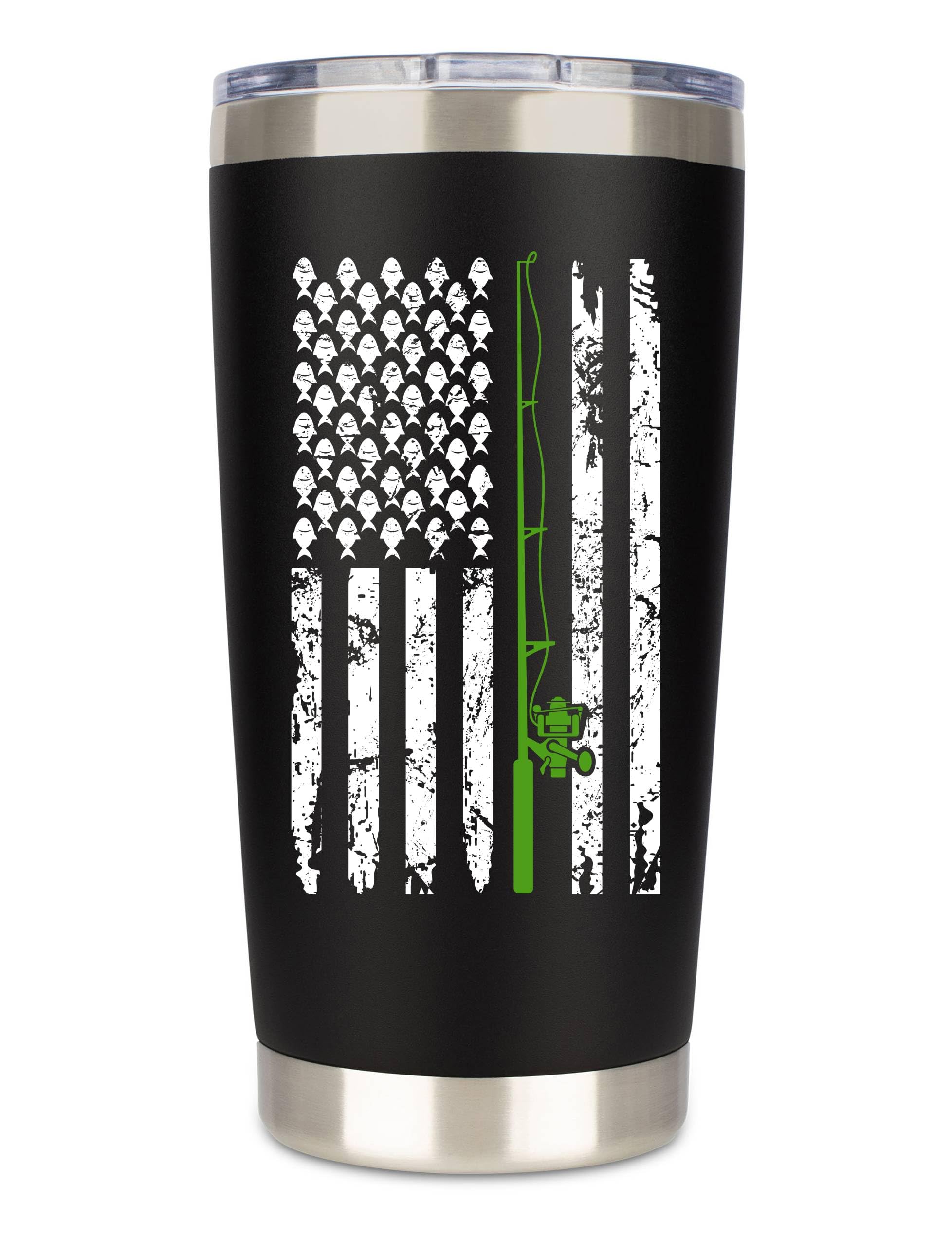 JENVIO Fishing for Men | Stainless Steel Travel Tumbler/Mug with 2 Lids and 2 Straws for Coffee or Cold Drinks | Funny Fly Fisherman Decor Themed Stuff Valentine's Day Gift (20 Ounce)