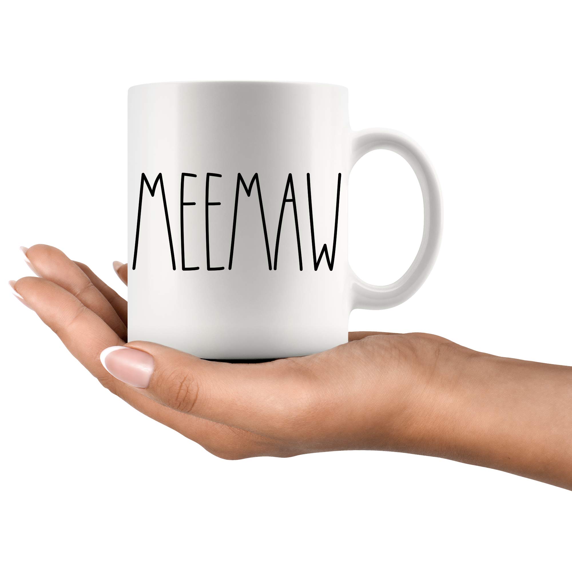 Moon9xx Meemaw Mug | Meemaw Rae Dunn Style Coffee Mug | Rae Dunn Inspired | Family Coffee Mug For Birthday Present For The Best Meemaw Ever Coffee Cup 11oz, PHVPW4ARFW-11oz, White