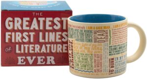 the unemployed philosophers guild first lines of literature coffee mug - famous openings from books, novellas, and short-stories, comes in a box, 14oz