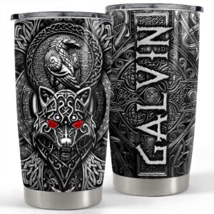 personalized wolf tumblers viking 20oz 30oz tumbler with lid gift for men dad son father husband christmas birthday