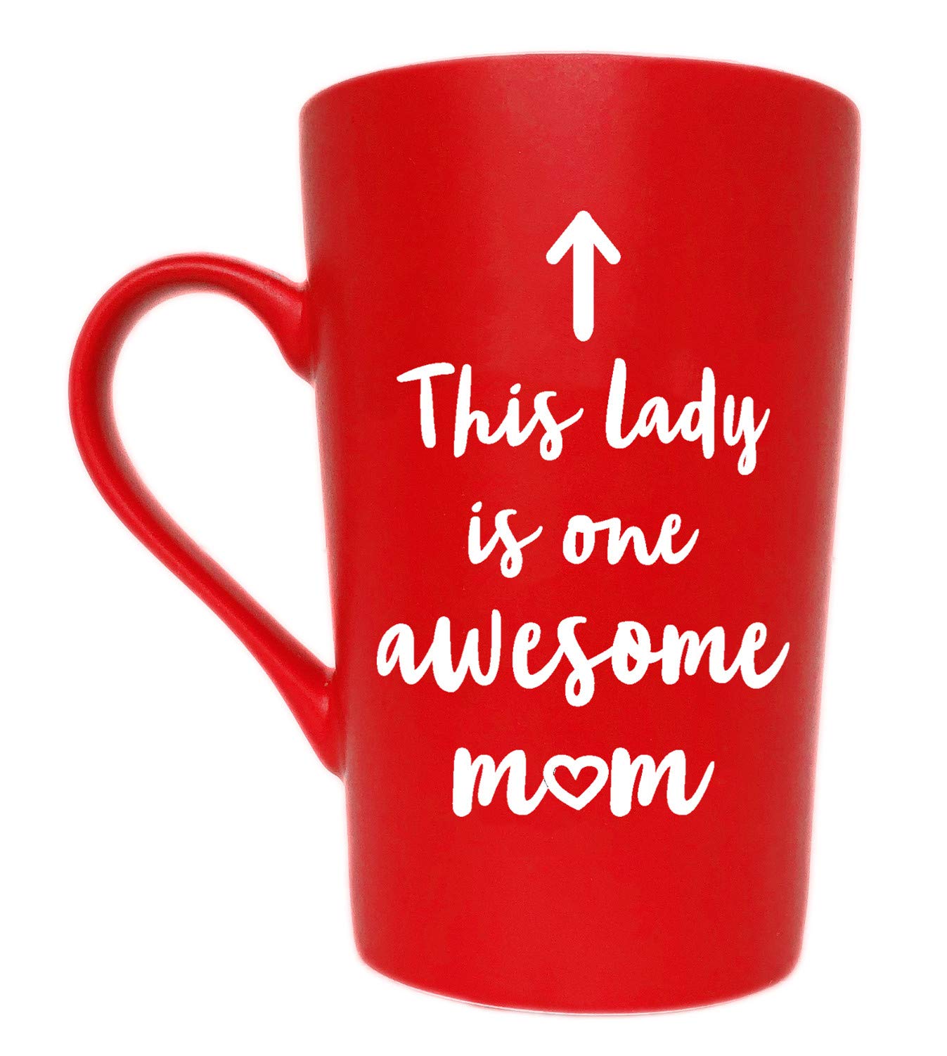 MAUAG This Lady is One Awesome Mom Coffee Mug Christmas Gifts, Funny Quote Cup for Mother's Day or Valentine's Day from Daughter Son or Husband, Red 12 Oz