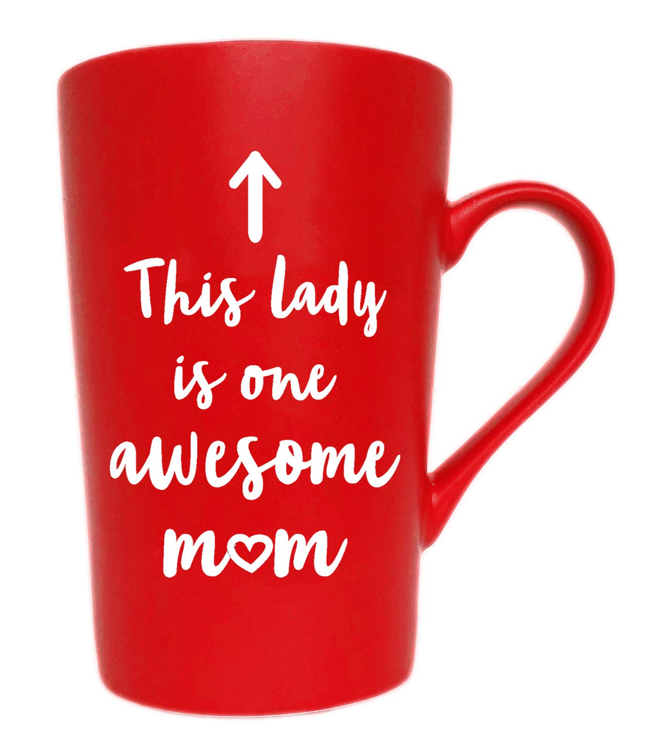 MAUAG This Lady is One Awesome Mom Coffee Mug Christmas Gifts, Funny Quote Cup for Mother's Day or Valentine's Day from Daughter Son or Husband, Red 12 Oz