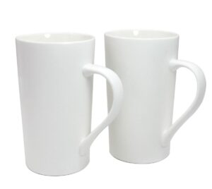 momugs 20 oz simple pure white mug (set of 2) plain large tall white ceramic milk tea coffee mug with handle as a gift for dad mom friends, 2pcs