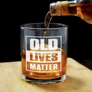 NICKANE Whiskey Glass 11oz - Old Fashioned Glass | Old Lives Matter Whisky Glass Set For Men | Christmas, Birthday, Father's Day Gifts for Husband, Friends, Colleagues, Co-woker