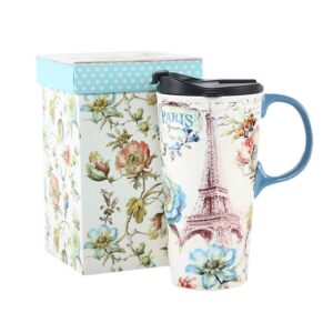 topadorn 17 oz. ceramic travel mugs and coffee cup with sealed lid and color box