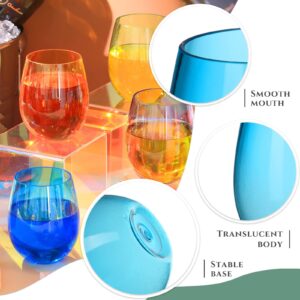 24 Pack 12oz Plastic Stemless Wine Glasses set Colored Plastic Reusable Wine Shatterproof BPA Free Wine Glasses Bulk Party Stemless Wine Glasses Cups for Indoor Outdoor Dining Wine Supplies 6 Colors