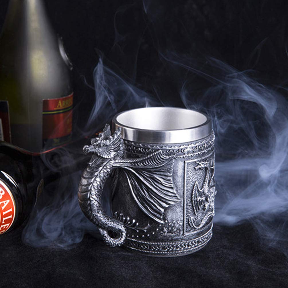 Medieval GOT Dragon D&D Game Mug of Thrones Merchandise Beer Steins Viking Tankard Mug Stainless Coffee Cup Gift Mug for Dragon Collector, Themed Party Decoration