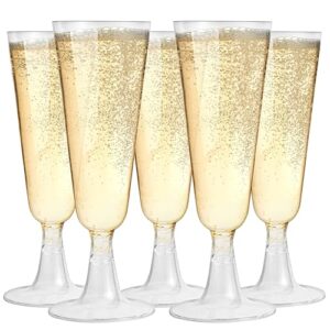 matana 48 multi-use plastic champagne flutes, 5 oz clear reusable glasses for toasting, cocktails, sparkling wine at weddings, garden parties