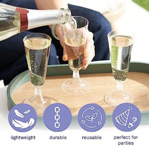 MATANA 48 Multi-Use Plastic Champagne Flutes, 5 Oz Clear Reusable Glasses for Toasting, Cocktails, Sparkling Wine at Weddings, Garden Parties