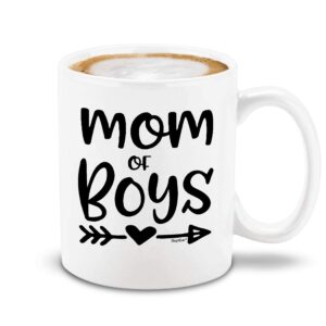 shop4ever mom of boys ceramic coffee mug tea cup, boy mama mother's day gift 11 oz (white)