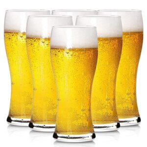 bpfy 6 pack 16oz pilsner beer glasses, bar glassware, drinking glasses for home kitchen entertainment