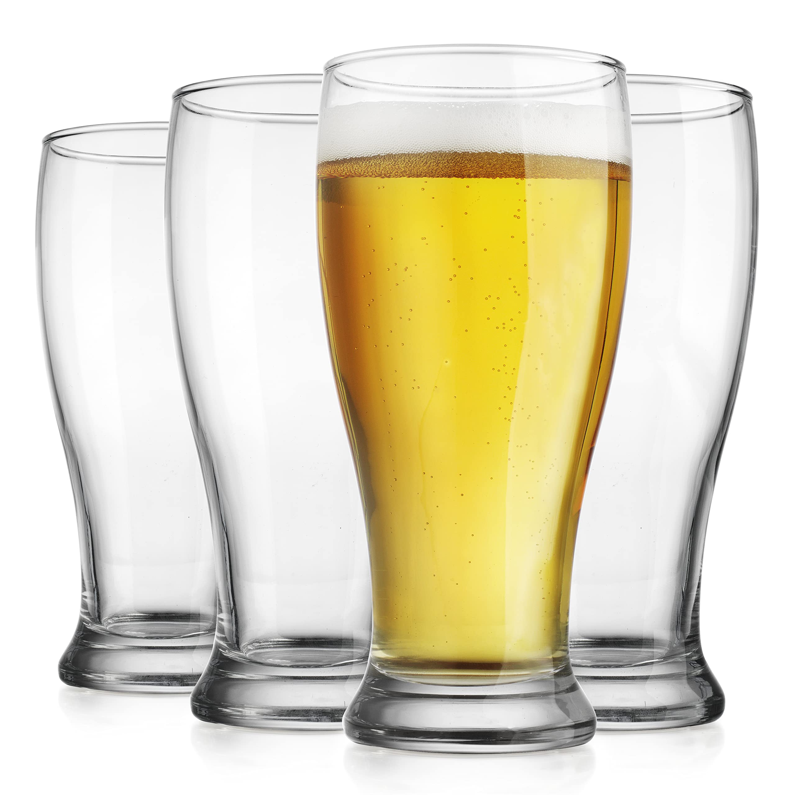 Glaver's Premium Pilsner 19 Oz Beer Glasses Set Of 4 Pint Glasses, Tall Designed European Glass Tumbler Cups. For Bar, Cocktails, Beer, Soda, Juice, Beverages, Wheat, Ideal Gift For Men.