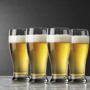 Glaver's Premium Pilsner 19 Oz Beer Glasses Set Of 4 Pint Glasses, Tall Designed European Glass Tumbler Cups. For Bar, Cocktails, Beer, Soda, Juice, Beverages, Wheat, Ideal Gift For Men.