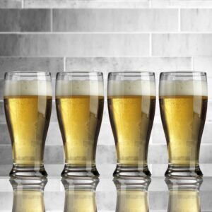 Glaver's Premium Pilsner 19 Oz Beer Glasses Set Of 4 Pint Glasses, Tall Designed European Glass Tumbler Cups. For Bar, Cocktails, Beer, Soda, Juice, Beverages, Wheat, Ideal Gift For Men.