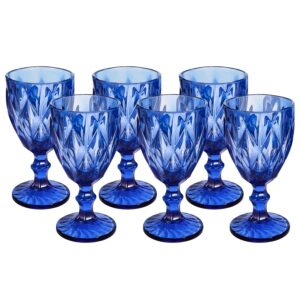 blue glasses goblets, drinkware 12 ounce water glasses wine glasses set of 6.great for party,wedding