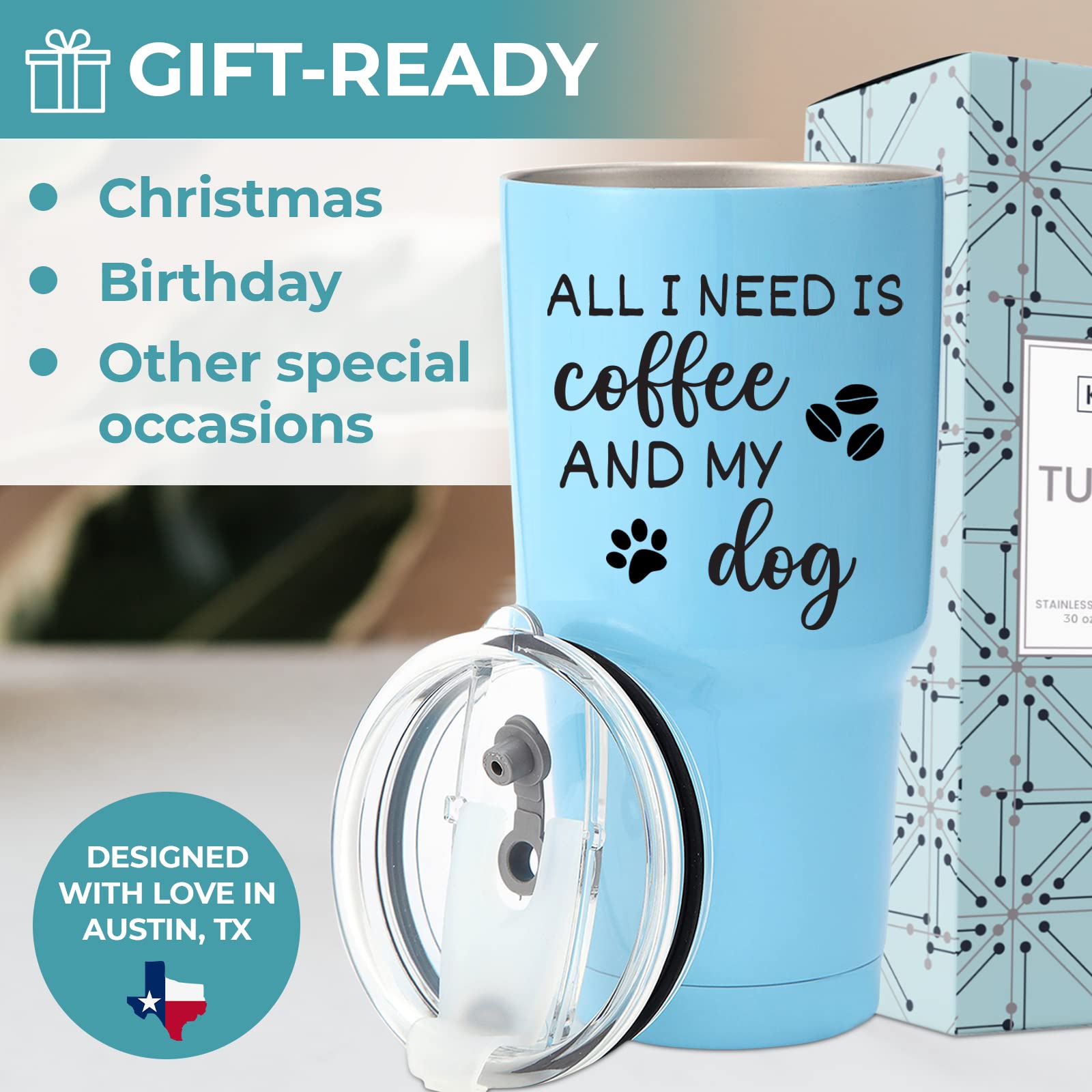 KEDRIAN Dog Mom Tumbler 30oz, Dog Gifts For Dog Lovers Gifts For Women, Dog Mom Mugs For Women, Dog Mom Coffee Mugs, Dog Mom Cup, Dog Mom Gifts For Women Funny, Mothers Day Dog Mom Mothers Day Gifts