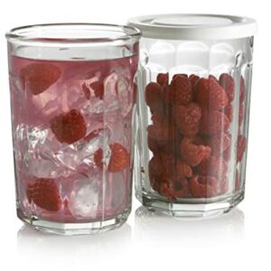 Luminarc Arc International Working Glass Storage Jar/Cooler with White Lid, 21-Ounce, Set of 4