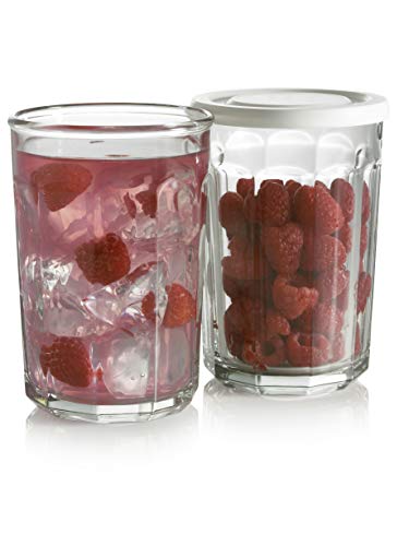 Luminarc Arc International Working Glass Storage Jar/Cooler with White Lid, 21-Ounce, Set of 4