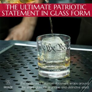 Greenline Goods Whiskey Glasses – United States Constitution We The People (Set of 2) - 10 oz Tumblers - American US Patriotic Gift Set - Old Fashioned Cocktail Glasses