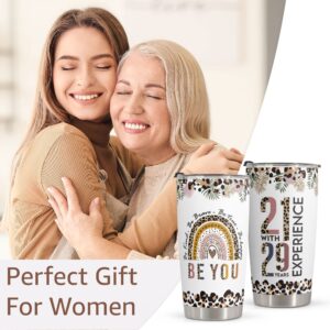 Macorner 50th Birthday Gifts for Women - Stainless Steel Tumbler 20oz - 50 Years Old Birthday Gifts for Women - Gifts for Women Bestie Friends Sister Coworker Mom Wife 21 With 29 Years Experience Gift