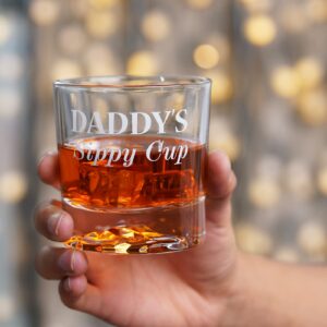 Gifts for Dad Men Valentines Day, Daddy's Sippy Cup Whiskey Glass, Funny Birthday Gag Dad Husband Gifts Ideas from Daughter Son Kids, Stocking Stuffers, Bourbon Scotch Gifts for Expecting Father