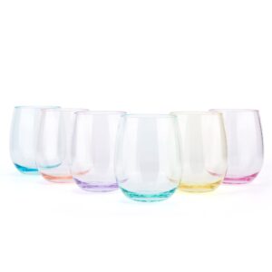 kx-ware 18-ounce acrylic stemless wine glasses, set of 6 mutlicolor