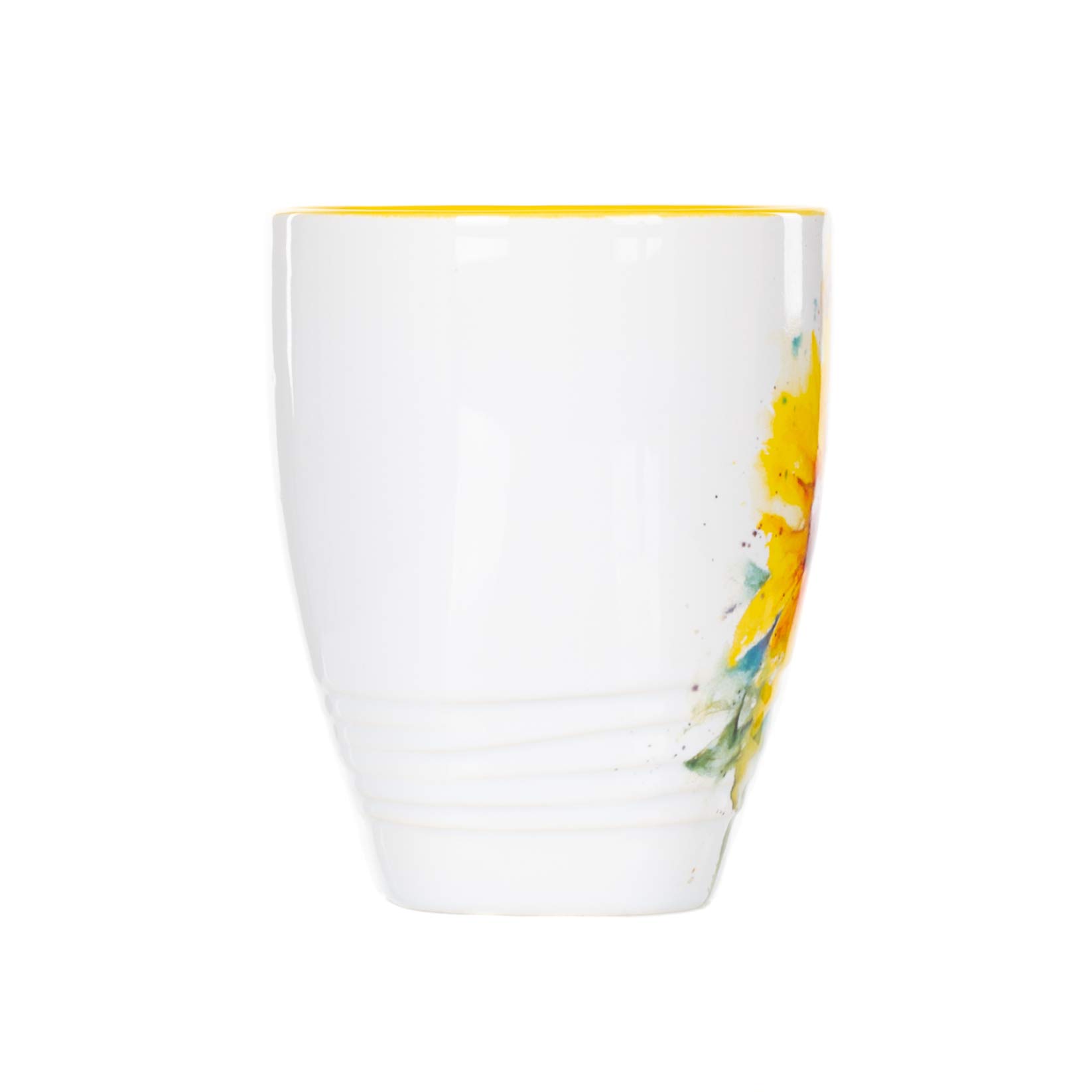 DEMDACO Dean Crouser Sunflower Watercolor Yellow On White 16 Ounce Glossy Stoneware Mug With Handle