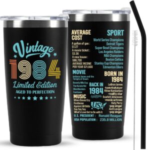 henghere 40th birthday gifts for men women, 40 years old birthday gift for him her, 1984 forty birthday present, happy 40th birthday tumbler cup