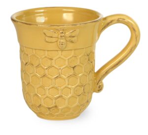 boston international embossed ceramic coffee mug/cup, 13-ounces, honeycomb