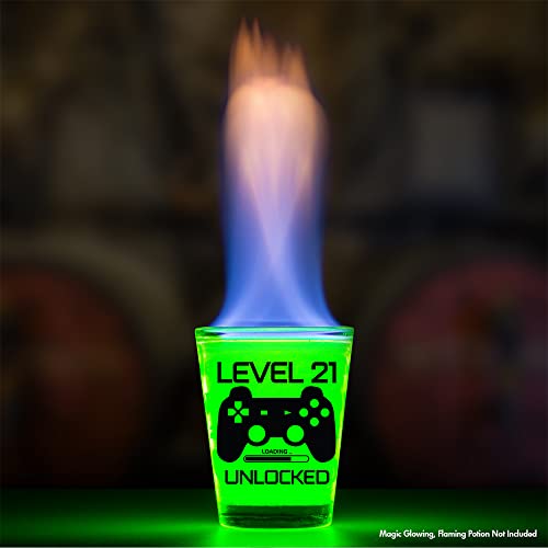 Level 21 Unlocked - Birthday Shot Glass -Birthday Gift - Celebrate Turning Twenty-One - 21st Birthday Gifts for Him or Gifts for Her - Shot Glass for 21st bday