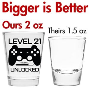 Level 21 Unlocked - Birthday Shot Glass -Birthday Gift - Celebrate Turning Twenty-One - 21st Birthday Gifts for Him or Gifts for Her - Shot Glass for 21st bday