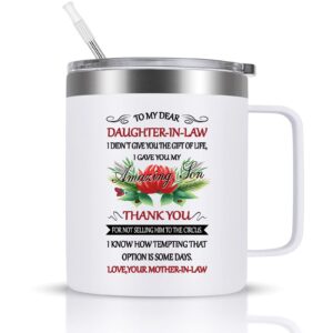 liqcool gifts for daughter in law, daughter in law gifts from mother in law for mothers day christmas, 12oz daughter in law cofee mug with handle, funny gifts for future daugher in law (white, 12 oz)