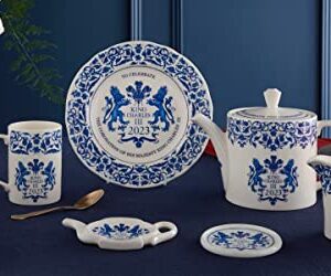 Portmeirion Home & Gifts Spode King Charles III Coronation Single Mug 340ml Blue & White Pattern UK Made