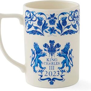 Portmeirion Home & Gifts Spode King Charles III Coronation Single Mug 340ml Blue & White Pattern UK Made