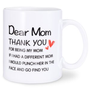 mothers day gifts for mom from daughter son, dear mom mug, 11oz novelty funny coffee mugs, christmas birthday presents idea