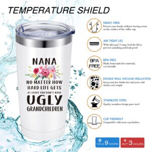 Patelai Nana Gifts, Nana at Least You Don't Have Ugly Grandchildren, Nice Grandma Mom Gifts for Mother's Day Thanksgiving Day Birthday, 20 oz Insulated Travel Tumbler with Lid Gift Box