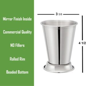 Mint Julep Cups Set of 4 with Straws - Stainless Steel Mint Julep Cup - Mint Julep Glasses - 12oz Commercial Grade Cups - Metal Cups - 2024 Mint Julep Set by Flavourd