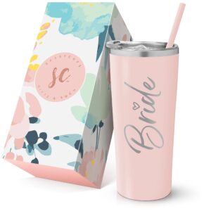 sassycups bride tumbler cup | vacuum insulated stainless steel drink cup for bride to be gifts | bridal shower gift | bachelorette gifts | engagement gifts | valentines day gifts