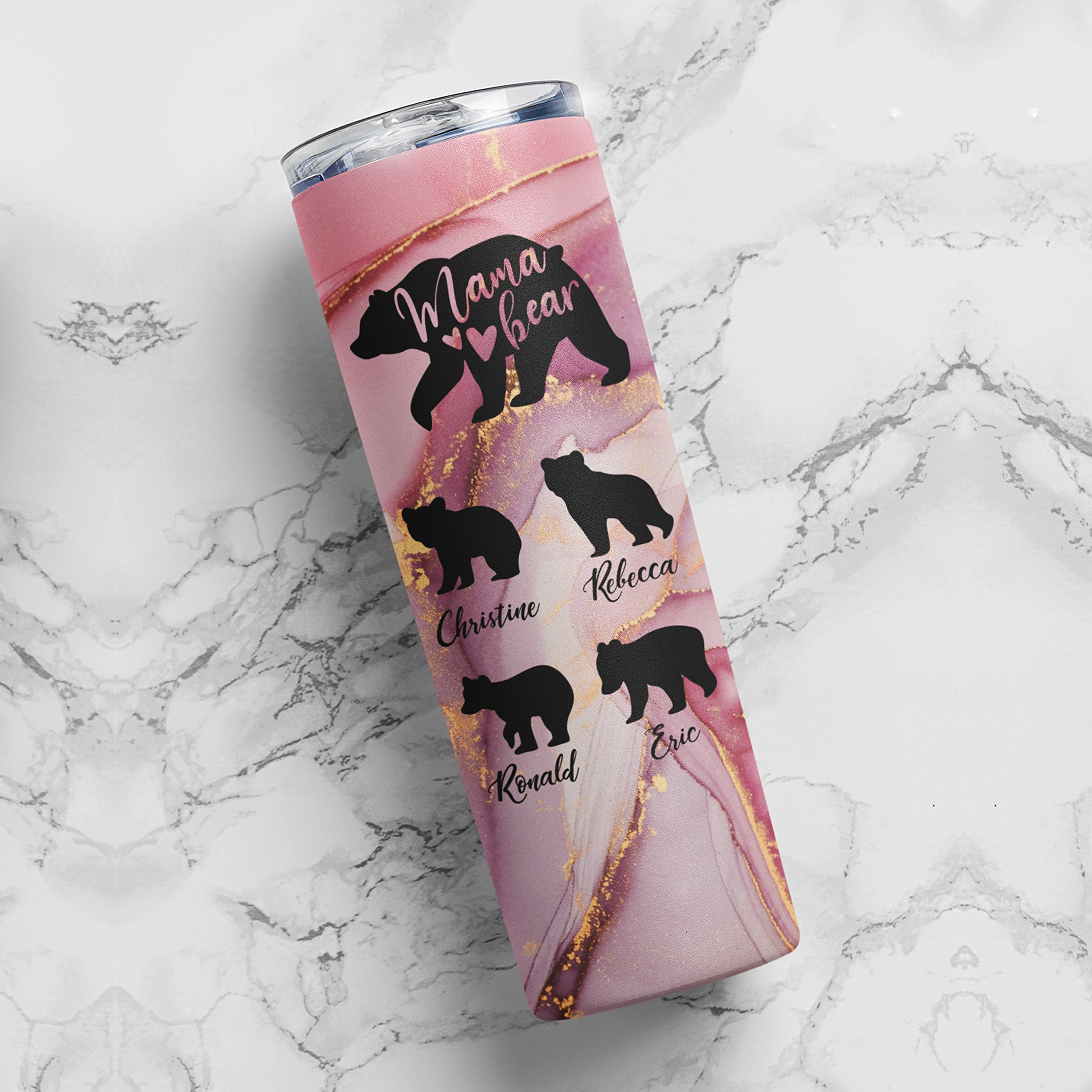 Gifts for Mom - Personalized 20 oz Mama Bear Tumbler with Straw, Lid - 30 Colors, up to 6 Cubs - Mom Gifts from Daughter, Son - New Mom Gifts, First Mother's Day - Birthday Gifts for Mom