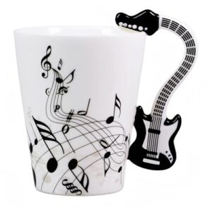 lanhong guitar mug music coffee mug guitar coffee mug gifts for musician guitar players music lovers - 13.5 oz guitar coffee cup music teacher guitar gifts for men women friend