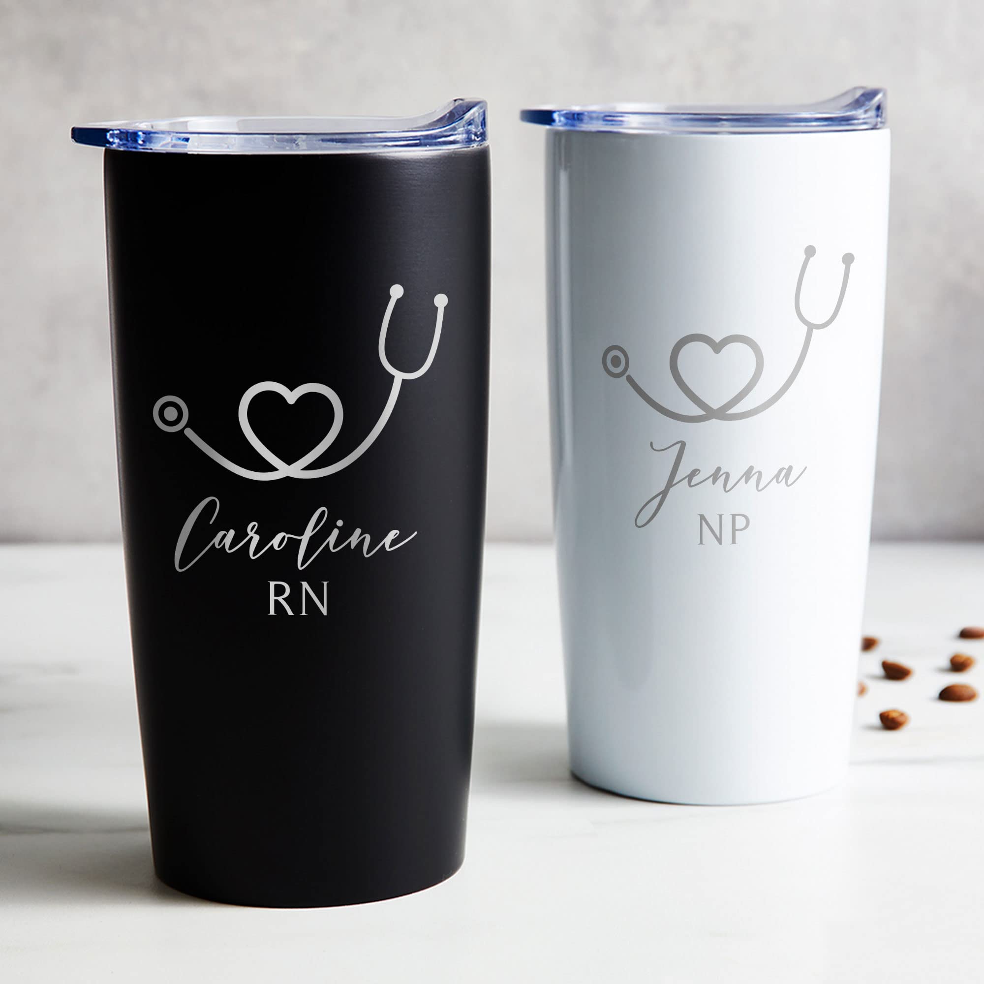 Lifetime Creations Engraved Personalized Nurse Stainless Steel Tumbler with Lid 20 oz (White) - Custom Nurse Gift, Doctor, Healthcare Worker, RN Coffee Travel Mug