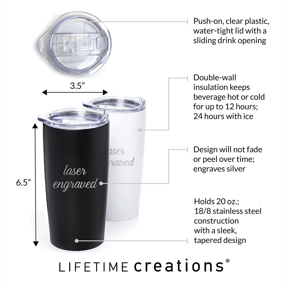 Lifetime Creations Engraved Personalized Nurse Stainless Steel Tumbler with Lid 20 oz (White) - Custom Nurse Gift, Doctor, Healthcare Worker, RN Coffee Travel Mug