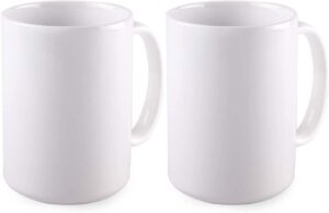blue ribbon white sublimation plain blank coffee mug hot chocolate mugs, ceramic mugs hot cocoa mugs mug sets pack of 2 15 oz