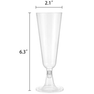 Hedume 100 Pack Champagne Flutes, 5oz Disposable Clear Plastic Champagne Glasses, Toasting Flute Set for Mimosas, Bloody Mary's, Wine Glasses, Sodas, Cocktail Cups, Parfaits, Sundaes etc