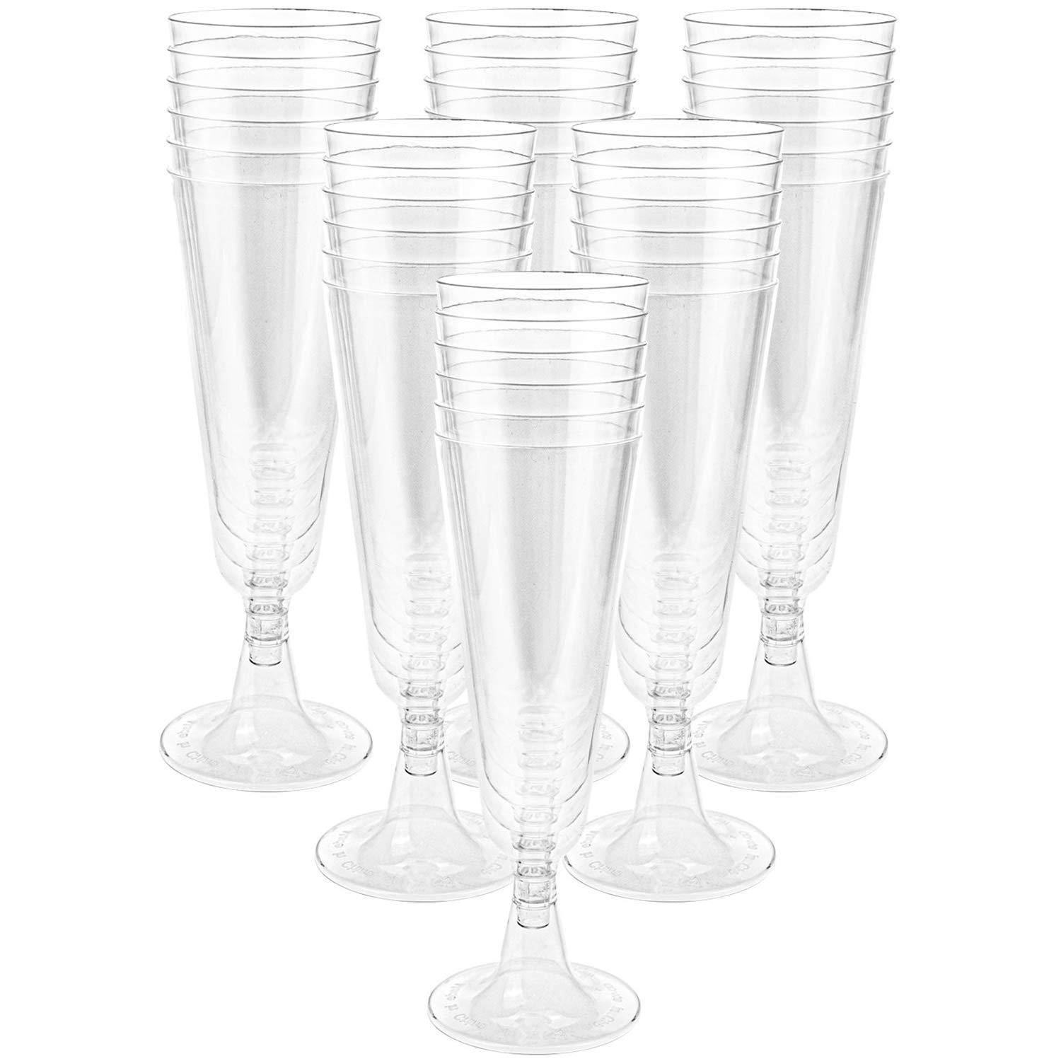 Hedume 100 Pack Champagne Flutes, 5oz Disposable Clear Plastic Champagne Glasses, Toasting Flute Set for Mimosas, Bloody Mary's, Wine Glasses, Sodas, Cocktail Cups, Parfaits, Sundaes etc