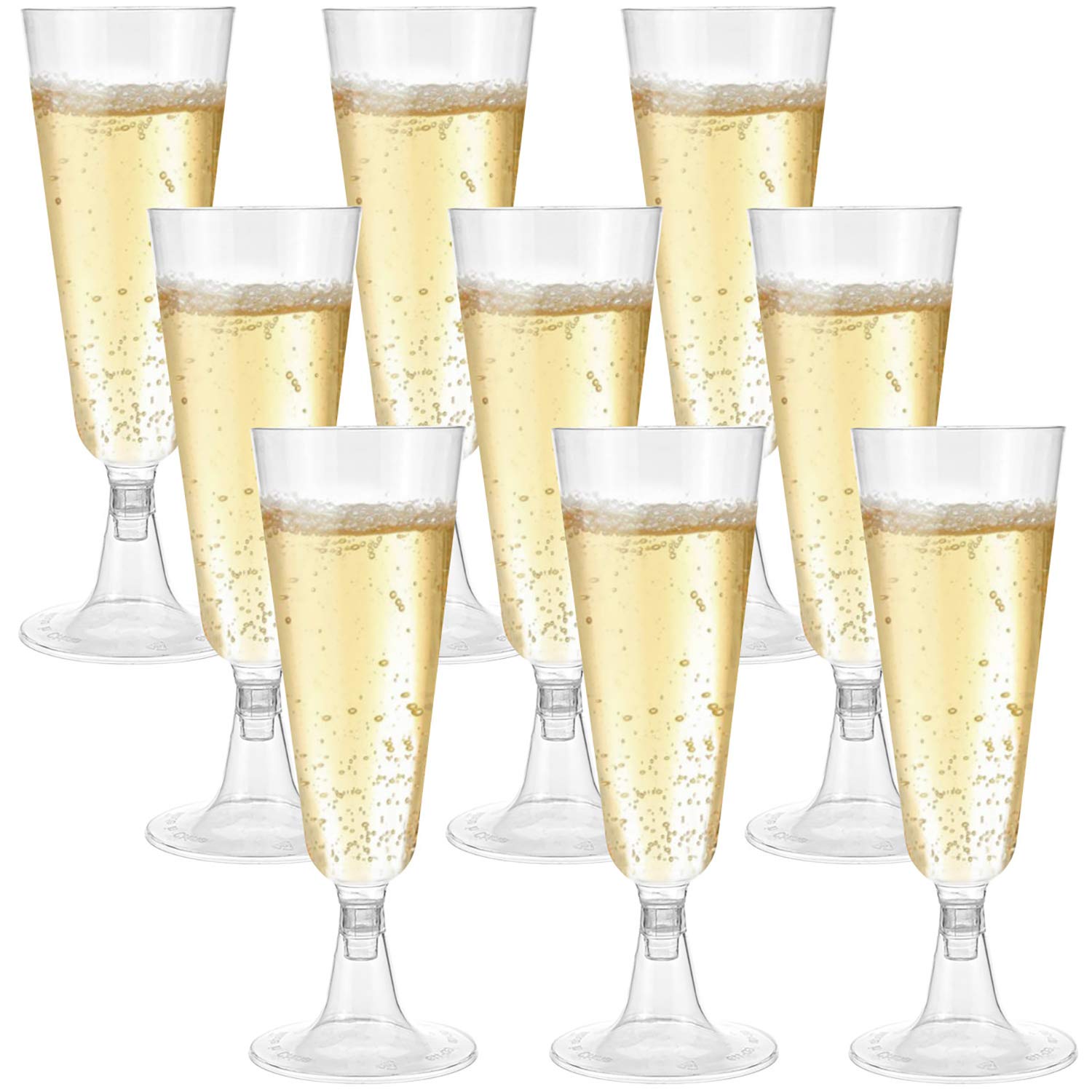 Hedume 100 Pack Champagne Flutes, 5oz Disposable Clear Plastic Champagne Glasses, Toasting Flute Set for Mimosas, Bloody Mary's, Wine Glasses, Sodas, Cocktail Cups, Parfaits, Sundaes etc